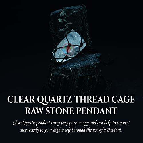 Image of REMEDYWALA Charged Energized Raw Stone Thread Cage Wrapped Pendant | Raw Stone Thread Cage Wrapped Pendant for Women and Men