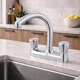 Clever Araya Mercia Modern Deck Kitchen Mixer Tap Chrome | Konstrukcja z podwójnym uchwytem do kontroli ciepłej i zimnej wody