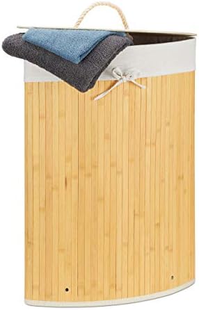Relaxdays Laundry Basket Corner Folding Laundry Basket with Lid, ...