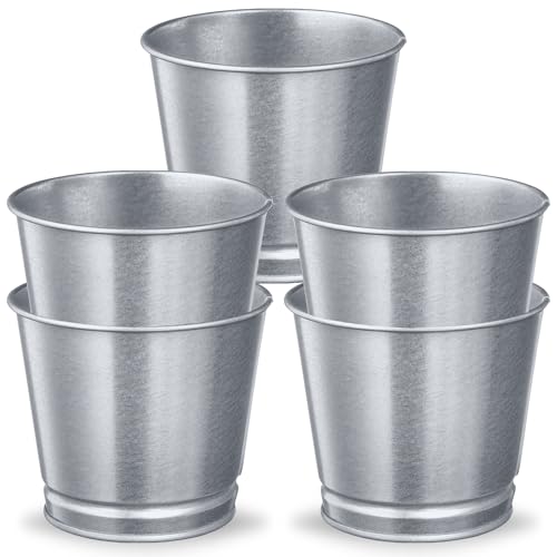 home stuff Plant Pot Galvanized Steel Flower Pots in Weather Resistant for Indoor or Outdoor Use, Ideal for Plants, Herb Collection, Flowers and Shrubs, 9cm (5)