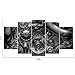 VVOVV Wall Decor - 5 Piece Canvas Prints Engine Engineering Closeup Gear And Chain Black And White Photos Wall Art Modern Home Decor Stretched and Framed Ready to Hang(60inchx32inch)