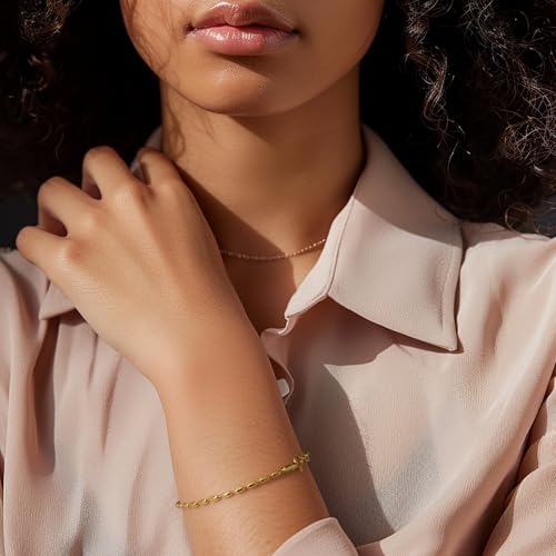 14K Gold Bracelets for Women Bracelets for Men Dainty Bead Chain Bracelet Charm Bracelet for Women Spring Ring Clasp (6.5/7/7.5/8/9 in)3