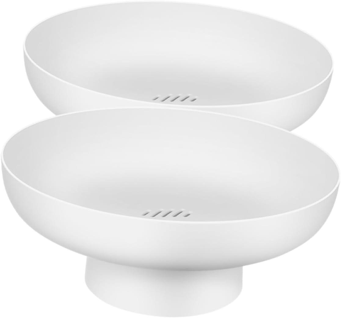 2pcs White Raised Serving Fruit Bowls Pedestal Decorative round Kitchen Counter Bowls for Snacks Candy Dessert Display