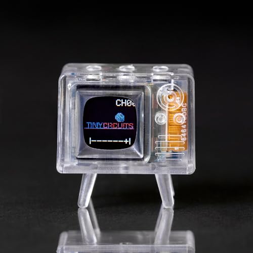 Image of TinyCircuits TinyTV Mini - Ultra-Mini Classic TV, Preloaded & Uploadable Videos, USB-C Rechargeable, 0.6″ OLED Display (Clear)