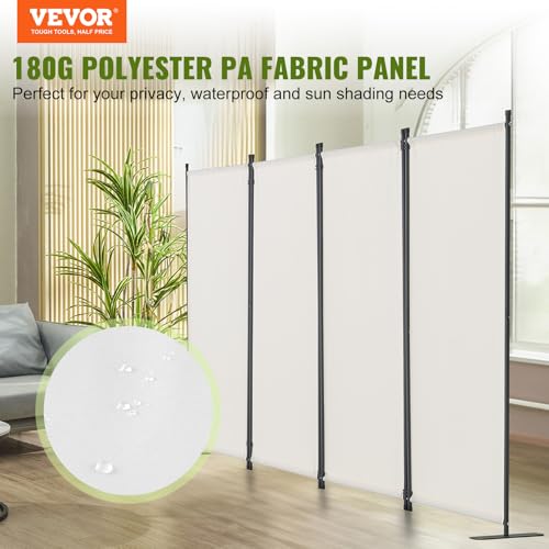 Miniatura 2 de Vevor Biombo Separador Plegable 4 Paneles Con Marco De Acero Al Carbono Y Tela De Poliéster Separador De Ambientes De Privacidad 228x45x172,5 Cm Para Oficina, Dormitorio, Comedor, Estudio, Blanco