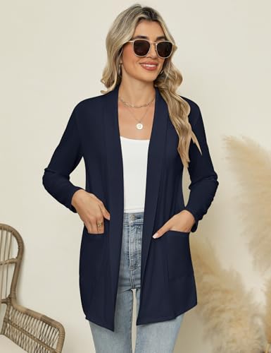 Image of Micoson Long Sleeve Lightweight Thin 2025 Summer Cardigan for Women Casual Loose Fit Kimono Cover Up with Pockets