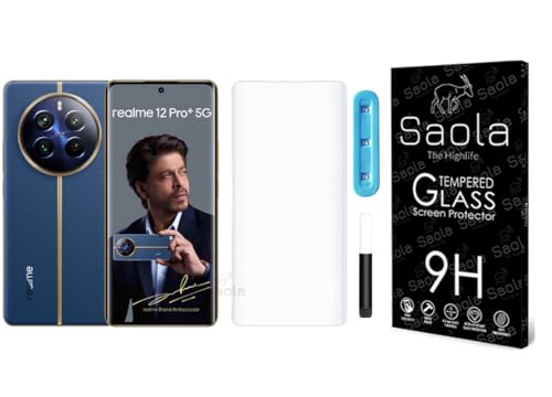 Image of Saola 1-Pack UV Curved Tempered Glass for Realme 12 Pro Plus | 9H Hardness | Edge-to-Edge Full Screen Coverage| UV Light Installation | Scratch Resistant | Case Friendly Screen Protector. (6.7 Inches)