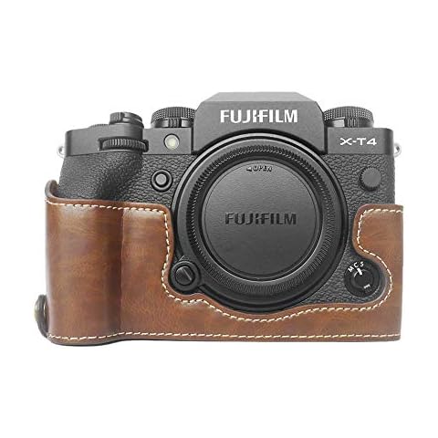 Fuji X-T4 Case, MUZIRI KINOKOO PU Leather Case Compatible for Fujifilm X-T4 Camera, Protective Case for XT4 Half Case Fuji XT4 Grip Case (Coffee) Cover