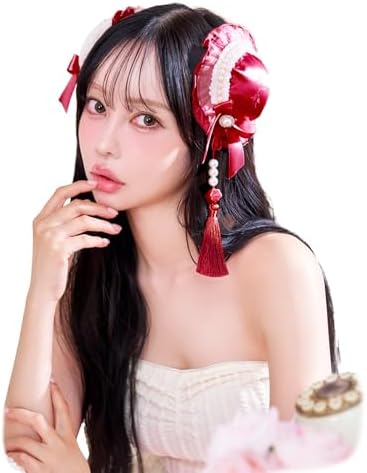 [Malymoon] コスプレ ヘッドピース チャイナ 和装 中華 ポンポン レッド ブルー ホワイト ピンク 赤 青 白 衣装 仮装 マリームーン 9931hp 詳細画像1