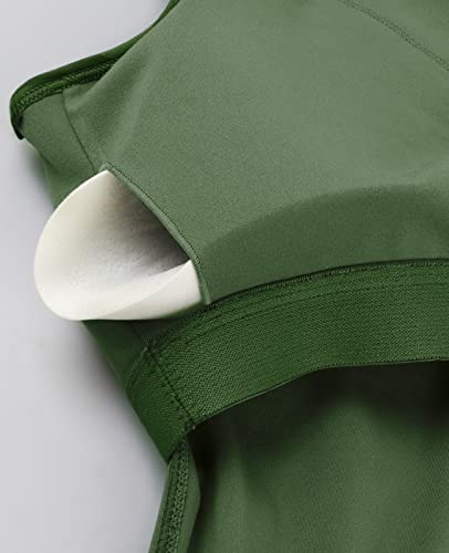 Mrignt Women Padded Workout Tank Tops, Upgrade Racerback Longline Yoga Athletic Fitness Sports Shirts With Built In Bra Camouflage Green #TOP4