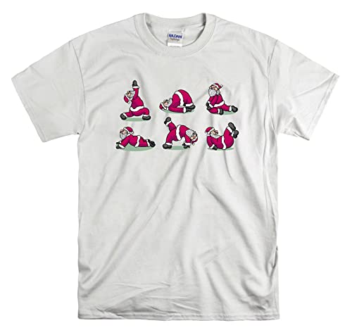 T-shirt Santa Yoga Poses le cadeau blanc idéal taille L pour passionnés