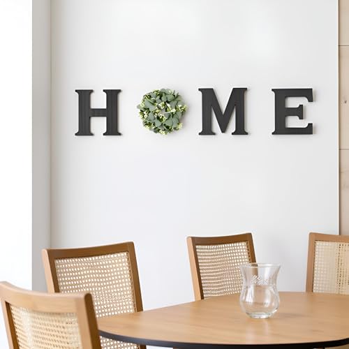 Mkono Farmhouse Wall Home Sign with Artificial Eucalyptus for O Rustic Wooden Hanging Letters Decorative Wall Art Decor for Living Room Kitchen Entryway Housewarming Gift, Black by Mkono - Image 4