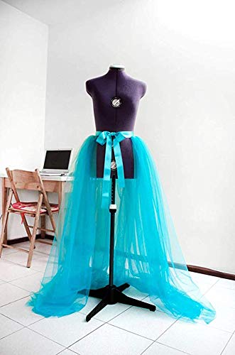 Springcmy Women Tulle Tutu Long Skirts Wedding Party Cocktail Prom Bandage Mesh Maxi Dress Overskirt Overlay Long Bridal Blue thumb #2