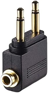Airplane Headphone / Earphone Socket Adaptor - Gold Plated 3.5mm Mono Jack Plugs to 3.5mm Stereo Jack Socket - Works with Sony, Bose, Beats, Apple, JVC, Sennheiser, Panasonic, Betron etc