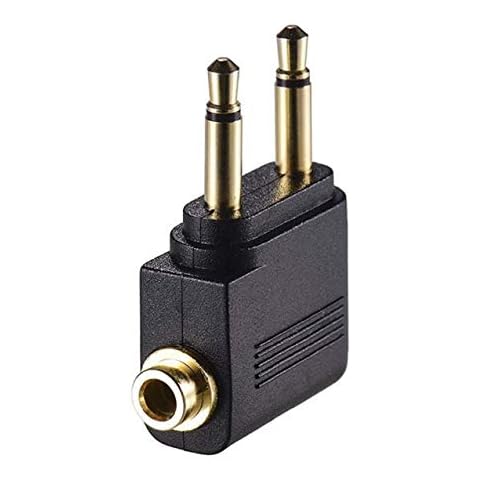 Airplane Headphone / Earphone Socket Adaptor - Gold Plated 3.5mm Mono Jack Plugs to 3.5mm Stereo Jack Socket - Works with Sony, Bose, Beats, Apple, JVC, Sennheiser, Panasonic, Betron etc Cover