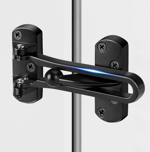 ZiYuya Verrouillage des Portes Secondaires Chaînes de Porte de Sécurité Verrou de Porte Coulissante Acier Inoxydable barre pivotante Serrure de Porte de Sécurité Verrouillage Portes Secondaires Noir