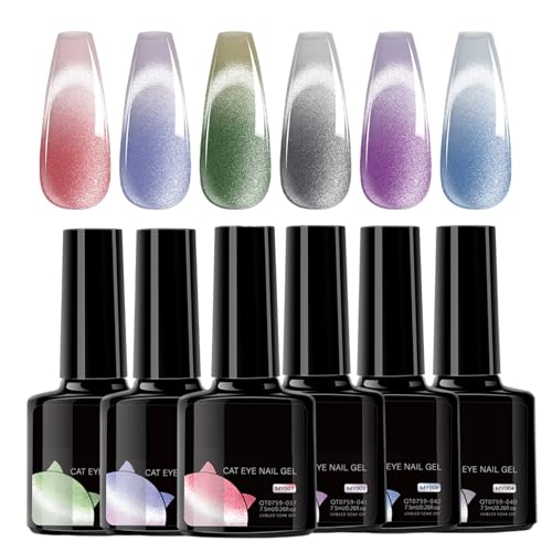 Sollee Nails Gel Polish | Farbwechselnder Gel Nagellack Bei Temperatur | 6 Stück Magnetisches Nagelkosmetik-Set Farbverlauf