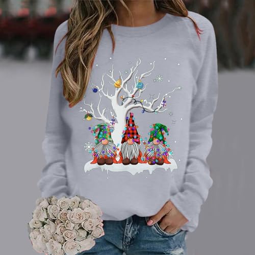 Sweatshirt femme gris XXL pull décontracté ample à manches longues - 2