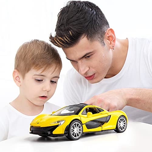 Image of Metal Pull Back Diecast Car 1:32 Mclaren P1 Pull Back Car Model With Sound Light Boys Gifts Toys For Kids?Pack Of 1?,Multicolor