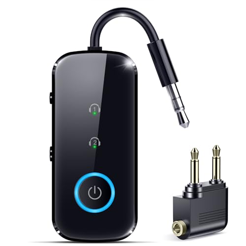 Premium Pro Bluetooth 5.4 Transmitter Receiver – Airplane Travel Essentials,aptX LL, 2-in-1 Wireless Adapter for TV/Flight/Gym, Works with 2 AirPods/Headphones, Bluetooth Receiver for Car/Home Stereo