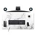 Desk Size Mouse Pad Office Mousepad Large Decorative Mouse Pads X-Large Gaming Mouse Mat Rubber Base Stiched Edges XXL XXXL Gamepad for PC Laptop Computer Simple Design Marble HD Print (02White)