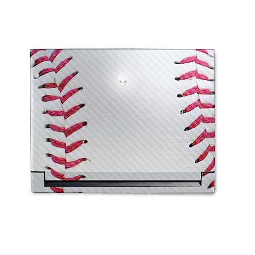 Image of MightySkins Carbon Fiber Skin Compatible with Alienware M18 R1 (2023) Full Wrap Kit - Baseball Closeup | Protective, Durable Textured Carbon Fiber Finish | Easy to Apply | Made in The USA
