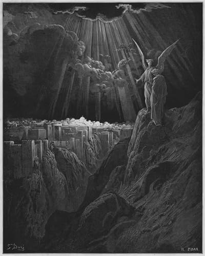 Affiche Gustave Doré l'ange montrant Jérusalem - Tableau impression toile salon 60x90cm
