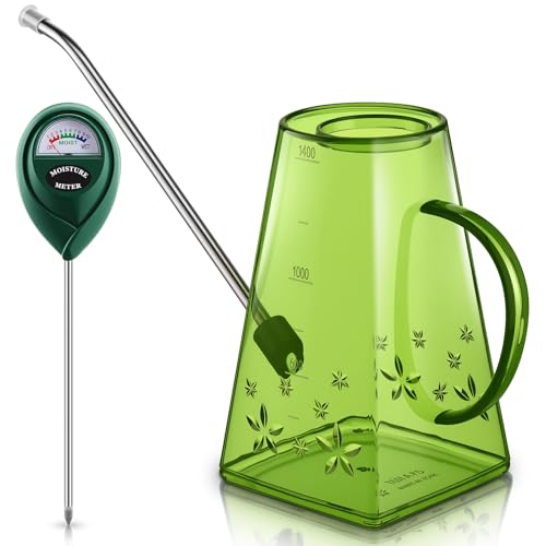 Ferrochef Indoor Plants Watering Can for Indoor Plants Long Probe Soil Moisture Meter Long Spout 47 oz Watering Cans Water Monitor Indicator for Pot Flower House Gardening Farming