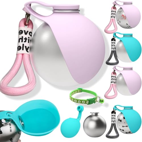 Bouteille d'eau Portable pour Animaux de Compagnie, Gourde de 285ML Compacte pour Chiens et Chats, Gamelle Étanche avec Bol Pliable en Silicone pour Les Promenades et Randonnées en Extérieur (B)