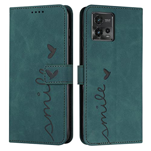 EATCYE Kompatibel Mit Motorola Moto G72 Hülle, Premium PU Leder Brieftasche Schutzhülle [Kartenfach][Ständer], Klapphülle Handyhülle (Grün)