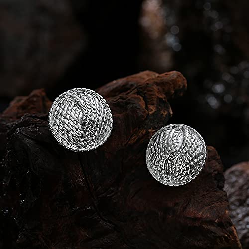 Vintage Round Button Clip On Earrings Non Pierced Earrings Gold Silver Clip Earrings Big Hammered Disc Clip Earrings Hammered Dome Half Hoop Clip On Earrings Jewelry For Women Girls-Silver 2 #TOP1