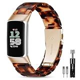 Sunnyson Resin Band Compatible with Fitbit Charge 6/ Fitbit Charge 5, Waterproof & Lightweight Wristband Strap Blacelet with Stainless Steel Buckle, Fashion Strap for Fitness Tracker Women