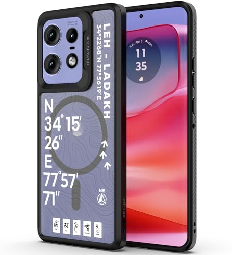 Image of KAPAVER GPS Edition Back Cover Case Compatible with MagSafe, Magnetic Case for Motorola Edge 50 Pro(Leh-Ladakh)(Black) (Polycarbonate + TPU)