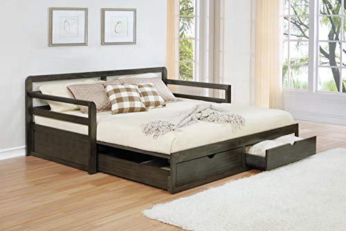 Coaster Furniture Sorrento Modern 2 Drawer Wood Twin Xl Extra Long Size Storage Daybed With Extension Trundle Grey 305706 #TOP2
