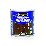 Rustins Quick Dry Outdoor Wood Stain Satin Walnut 250ml- Durable and Weather-Resistant Finish, Fast Drying, Vibrant Color for Decks, Fences, & Furniture, Available in Many Wood Shades