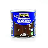 Rustins Quick Dry Outdoor Wood Stain Satin Walnut 250ml- Durable and Weather-Resistant Finish, Fast Drying, Vibrant Color for Decks, Fences, & Furniture, Available in Many Wood Shades