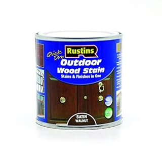 Rustins Quick Dry Outdoor Wood Stain Satin Walnut 250ml- Durable and Weather-Resistant Finish, Fast Drying, Vibrant Color for Decks, Fences, & Furniture, Available in Many Wood Shades