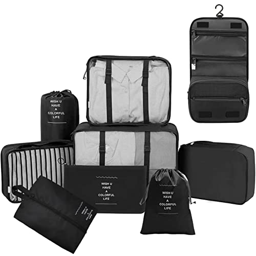 Organisateur Valise, 9 Piece Organisateur Voyage, Travel Essential Bags Clothes Shoes Toiletries éTanche Sacs de Voyage Rangement Home Storage Cover