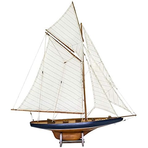 SAILINGSTORY Wooden Sailboat Model Ship Sailboat Decor Yacht Model America's Cup Columbia 1901 Replica Medium Cover