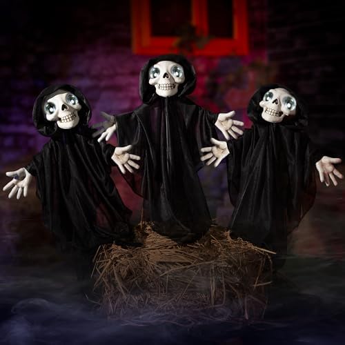 Halloween Outdoor Decoration, Halloween Grim Reaper Pathway Lights with Timer, Landscape LED Path Light Stakes, Sidewalk Glowing Lamp, Walkway Lighting Decorative for Garden, Patio, Yard Lawn, (3pack)