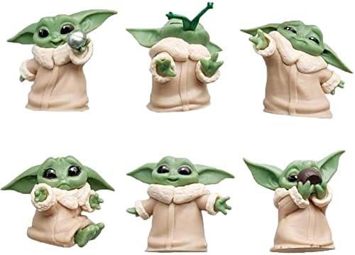 BJPERFMS Bebek Yoda 6 Adet Pasta Figürleri Seti Star Wars Grogu Mini Figürler Pasta Dekorasyonu Çocuklar için - Görsel 1