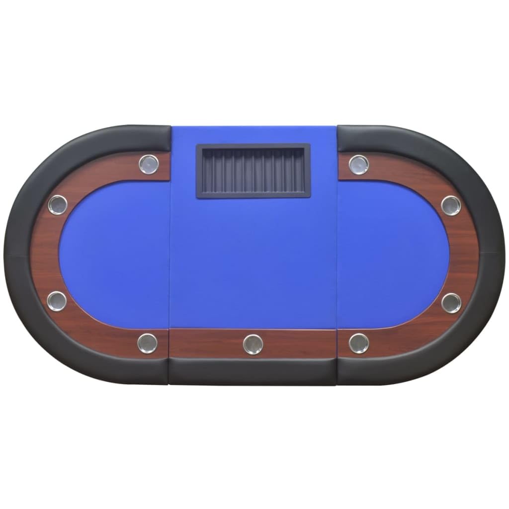 Tavoli, Poker & Tavoli da gioco, tavolo da poker per 10 giocatori con spazio concessionario e vassoio chip blu