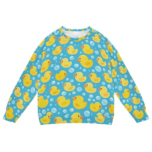 JUNZAN Cute Ducks Bubbles Blue Big Girls Hooded Sweatshirt Long Sleeve Sweatshirts for Boys Athletic 4T
