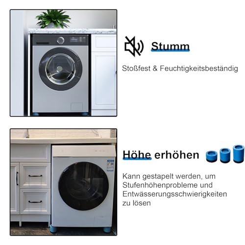 4 stück Waschmaschine füße, Anti Vibrationsdämpfer, Universal Rutschfest Schwingungsdämpfer, Universal Antirutschmatte, für Waschmaschine, Trockner, Blau