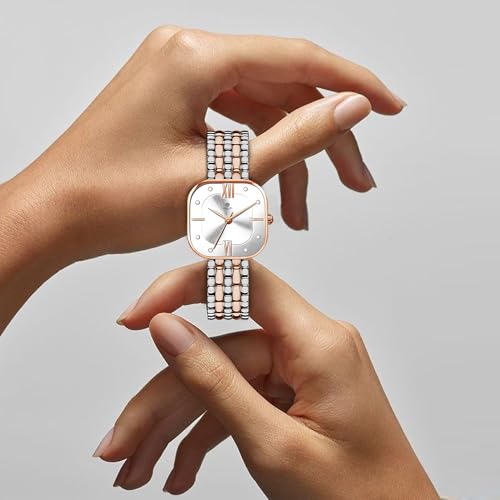 Image of Carlton London Chelsea Women Stainless Steel Analog Watch | Silver Waterproof Watches for Women Girls Ladies | Luxury Square Watch | Fashionable Trendy Quartz Movement Wrist Watch