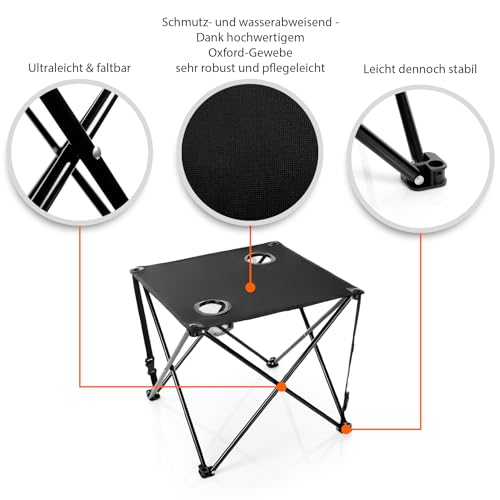 BigDean 2 Stück Campingstühle & Campingtisch faltbar schwarz - Campingtisch mit Stühlen - Faltstuhl Campingstuhl mit Tisch Klapptisch mit Stühlen – Bild 5