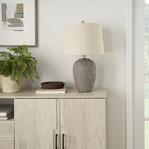 Nourison BIT05 23 Inch Rustic Brown With Gray Undertones Ceramic Pot Table Lamp thumb #2