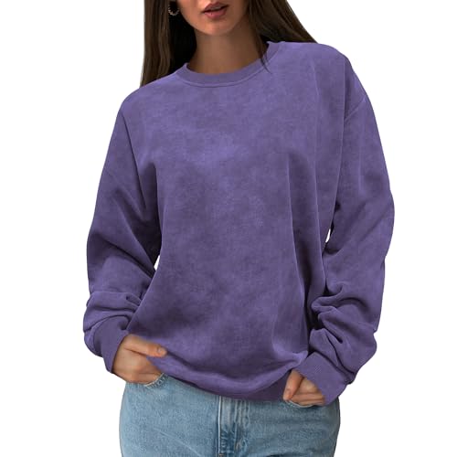 Oversized Sweatshirt for Women Fashion: CrewNeck Causal Basic Fall Clothes Tops Loose Fit Pullove