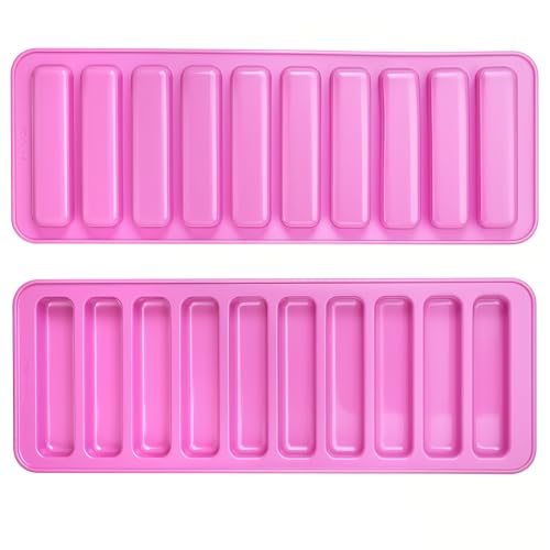 2 Pcs Silicone Molds for Crayons, 10.2 Inch 10 Cavity Crayon Molds Rectangle Silicone Mold for Chocolate, Biscuit, Candy, Soap, Crayon Recycling Ice Sticks Purple
