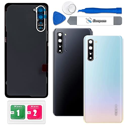 Eonpam Back Cover Glass for Oppo Find X2 Lite Rear Glass Replacement with Camera Lens + Repair Kit Genuine Rear Housing (White)